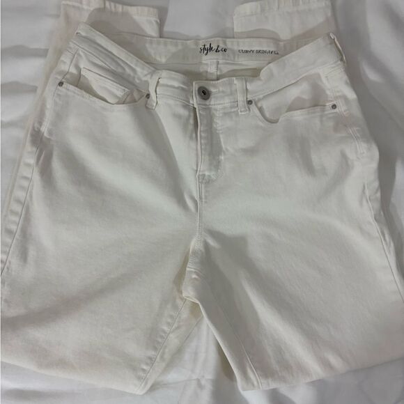 Style & Co Curvy Skinny Leg White Jeans - Picture 1 of 5